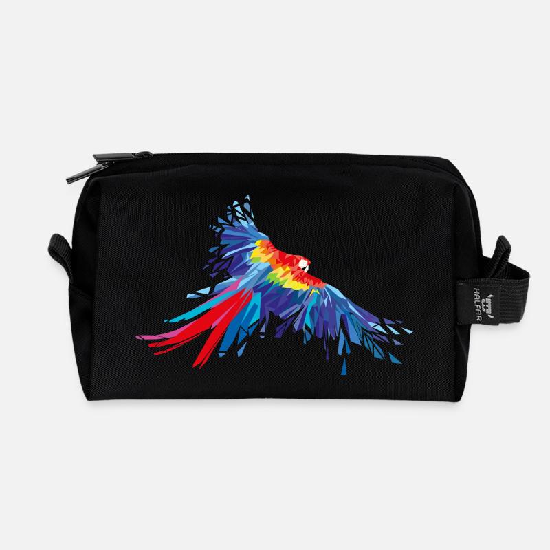 Papagei Federn Aras Vogel Vögel Flügel parrot bird - Recycelte Kulturtasche - Schwarz