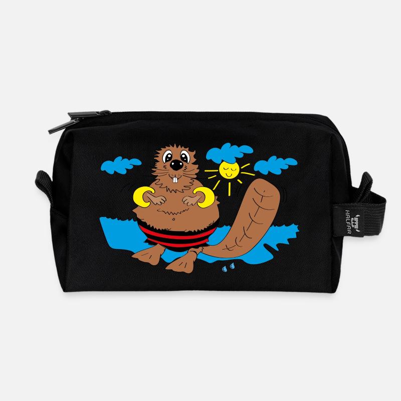 Biber schwimmfluegel - Recycelte Kulturtasche - Schwarz