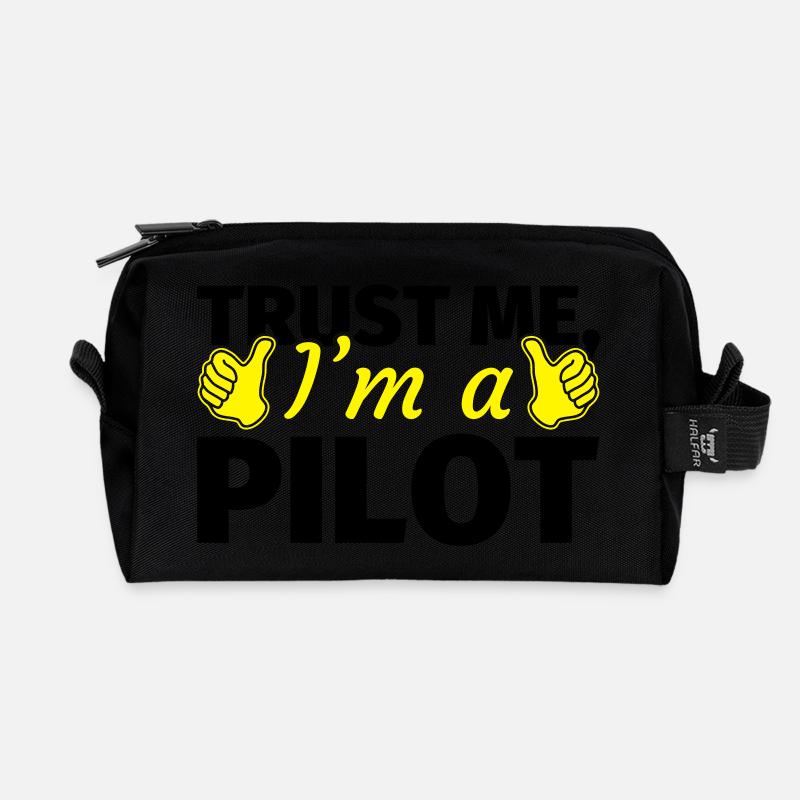 Trust me I'm a Pilot - Recycelte Kulturtasche - Schwarz