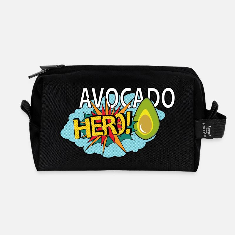 Avocado Hero - Pop Art - Recycled Toiletry Zip Bag - black