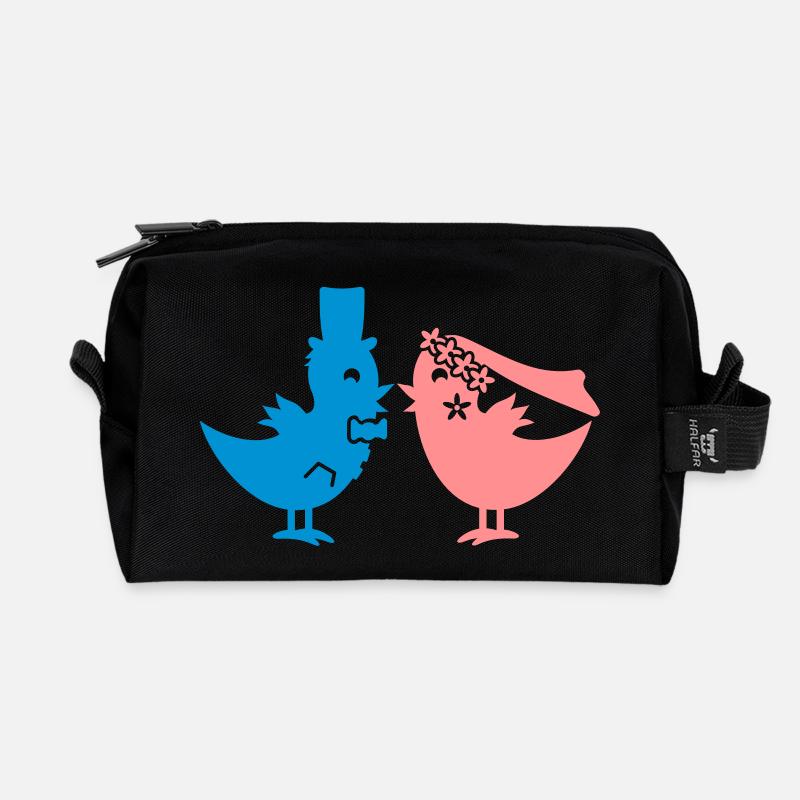 Hochzeitsvögel / tweep wedding (2c) - Recycelte Kulturtasche - Schwarz