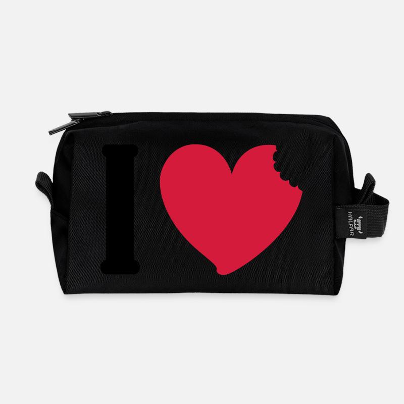 i love to eat - Recycled Toiletry Zip Bag - black