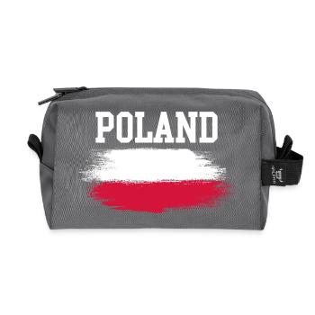 Poland Brush Flag Typography - Recycled Toiletry Zip Bag - anthracite - Front
