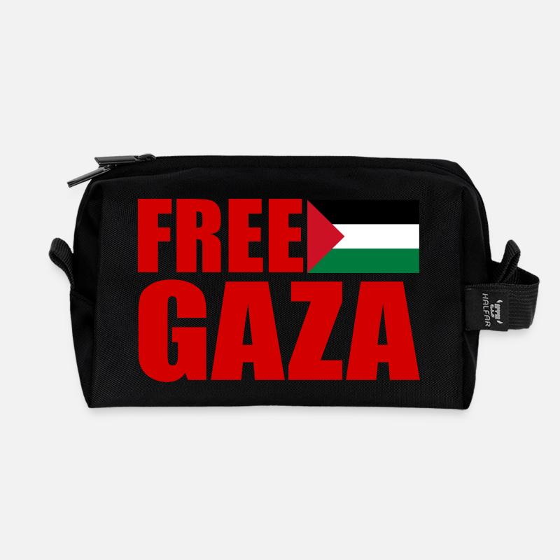 Free gaza - Recycelte Kulturtasche - Schwarz