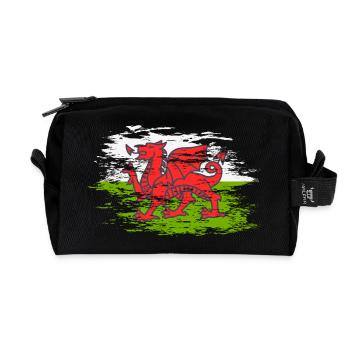 Wales flag used - Recycled Toiletry Zip Bag - black - Front