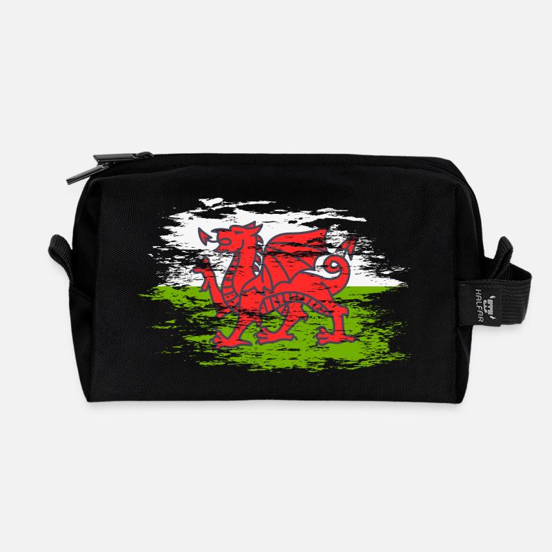 Wales Flagge used - Recycelte Kulturtasche - Schwarz