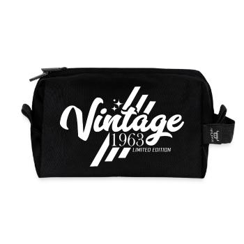 Jahrgang 1963 Geburtstag Vintage Sprüche - Recycelte Kulturtasche - Schwarz - Vorne