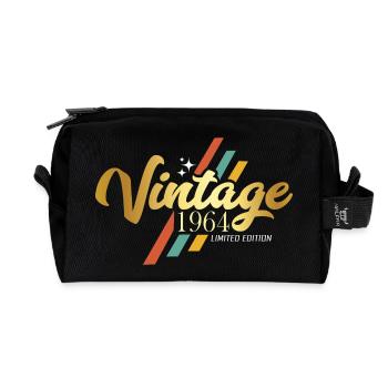 Vintage 1964 rétro anniversaire - Trousse de toilette en tissu recyclé - noir - Devant