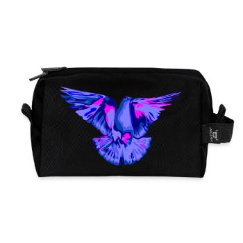 Taube blau - Recycelte Kulturtasche - Schwarz - Vorne