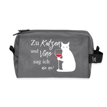 Katzen und Vino - Recycelte Kulturtasche - Anthrazit - Vorne