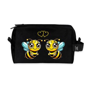 biene cartoon comic love - Recycelte Kulturtasche - Schwarz - Vorne