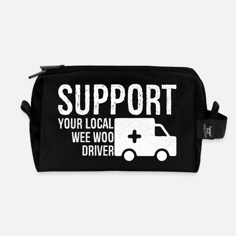 support your local wee woo driver - Recycled Toiletry Zip Bag - black