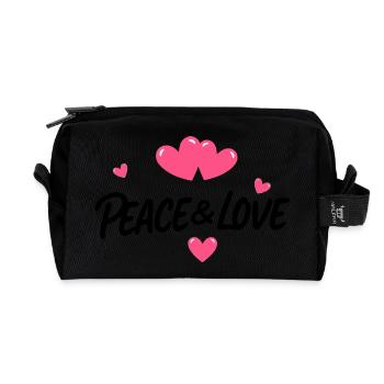 Peace and love - Recycled Toiletry Zip Bag - black - Front