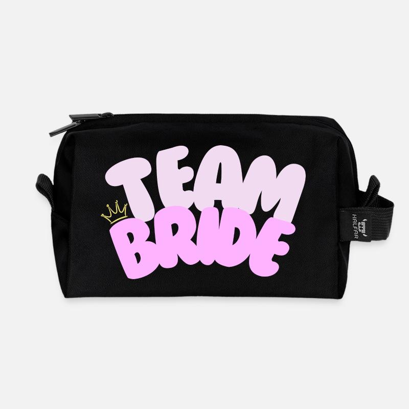 Team Bride Shirt | JGA Krone Pink Brautjungfern - Recycelte Kulturtasche - Schwarz