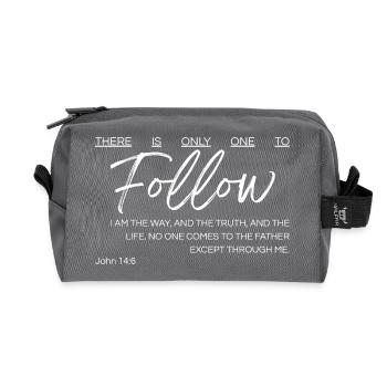 There Is Only One to Follow - John 14:6 - Recycled Toiletry Zip Bag - anthracite - Front