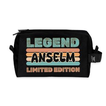 First name Anselm - Recycled Toiletry Zip Bag - black - Front