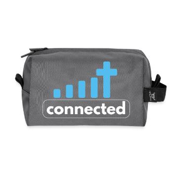 Connected - Cross - Connection to God - Christian - Recycled Toiletry Zip Bag - anthracite - Front