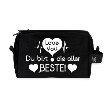 Je t’aime, tu es le meilleur ! - Blanc - Trousse de toilette en tissu recyclé - noir - Devant