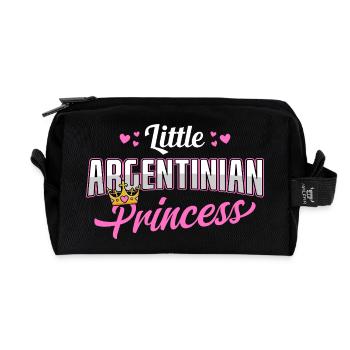 Argentinian Princess Pink Hearts Crown Design - Recycelte Kulturtasche - Schwarz - Vorne