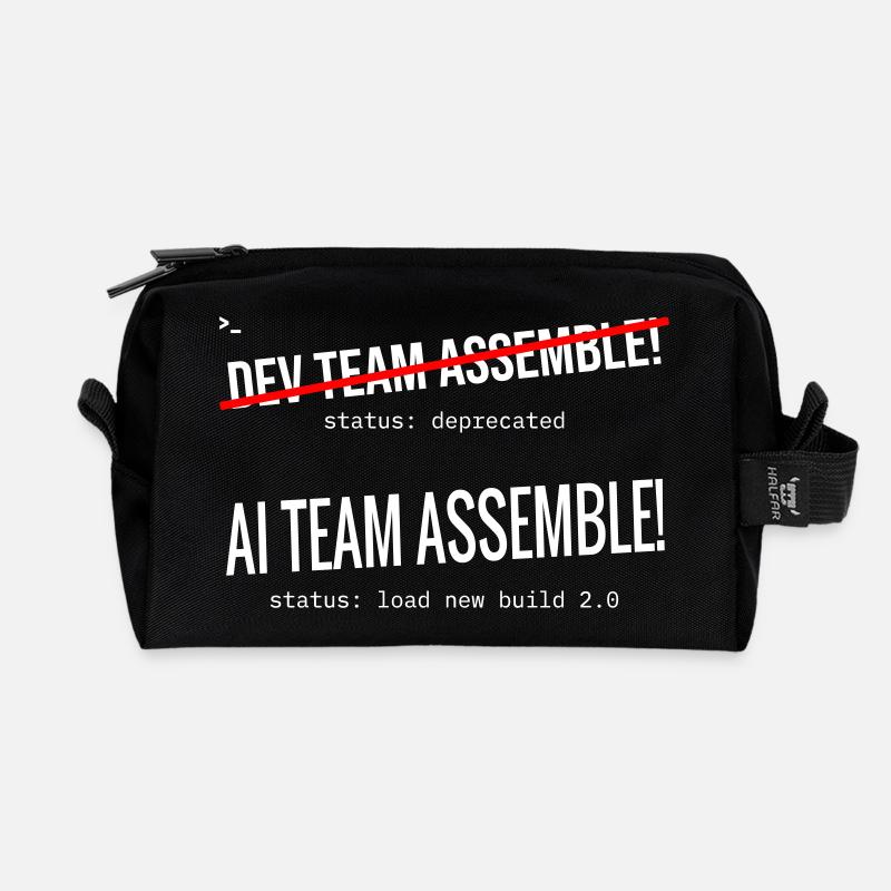 AI Team Assemble – Typography - Recycled Toiletry Zip Bag - black