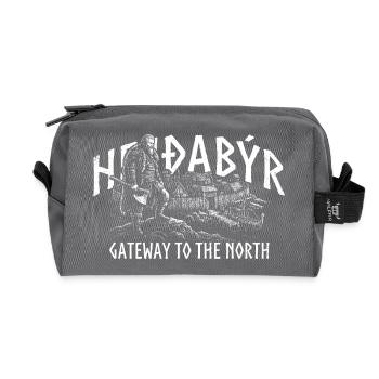 HEIÐABÝR - Porte d’entrée vers le Nord - Trousse de toilette en tissu recyclé - anthracite - Devant