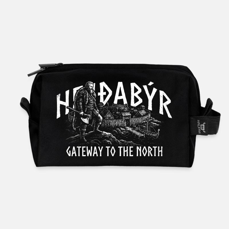 HEIÐABÝR - Gateway to the North - Recycelte Kulturtasche - Schwarz