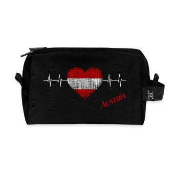 Austria Österreich Herzschlag heartbeat austria - Recycelte Kulturtasche - Schwarz - Vorne