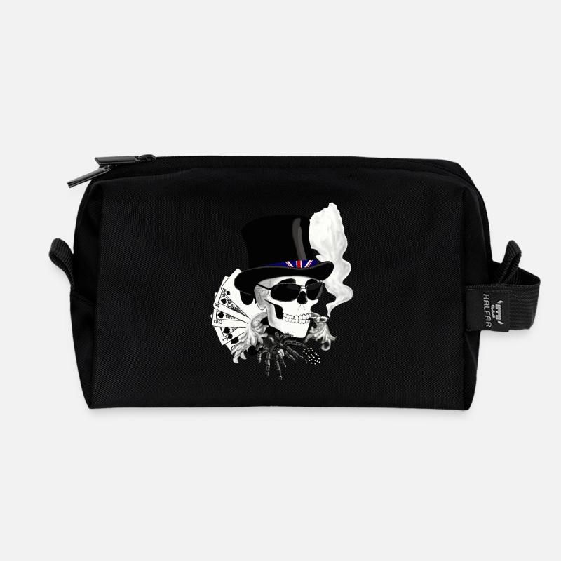Skull mit Sonnenbrille und Zylinder - Recycelte Kulturtasche - Schwarz
