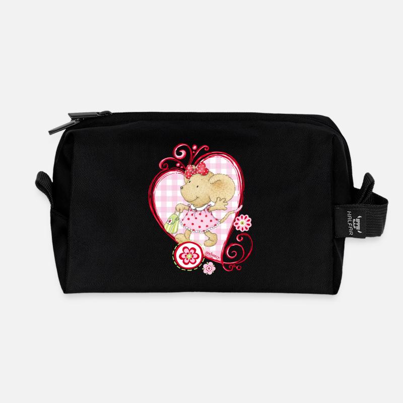 Kikibell Herz pink - Recycelte Kulturtasche - Schwarz
