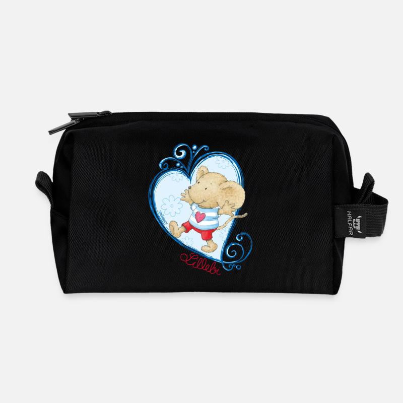 Lillebi Herz blau - Recycelte Kulturtasche - Schwarz