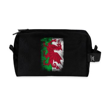 Wales Flag Proud Welsh Vintage Distressed Hemd - Recycelte Kulturtasche - Schwarz - Vorne