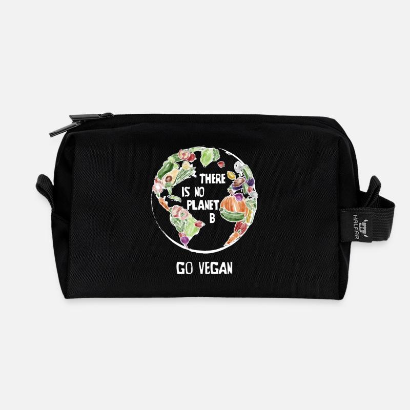 There Is No Planet B, Go Vegan! - Recycelte Kulturtasche - Schwarz