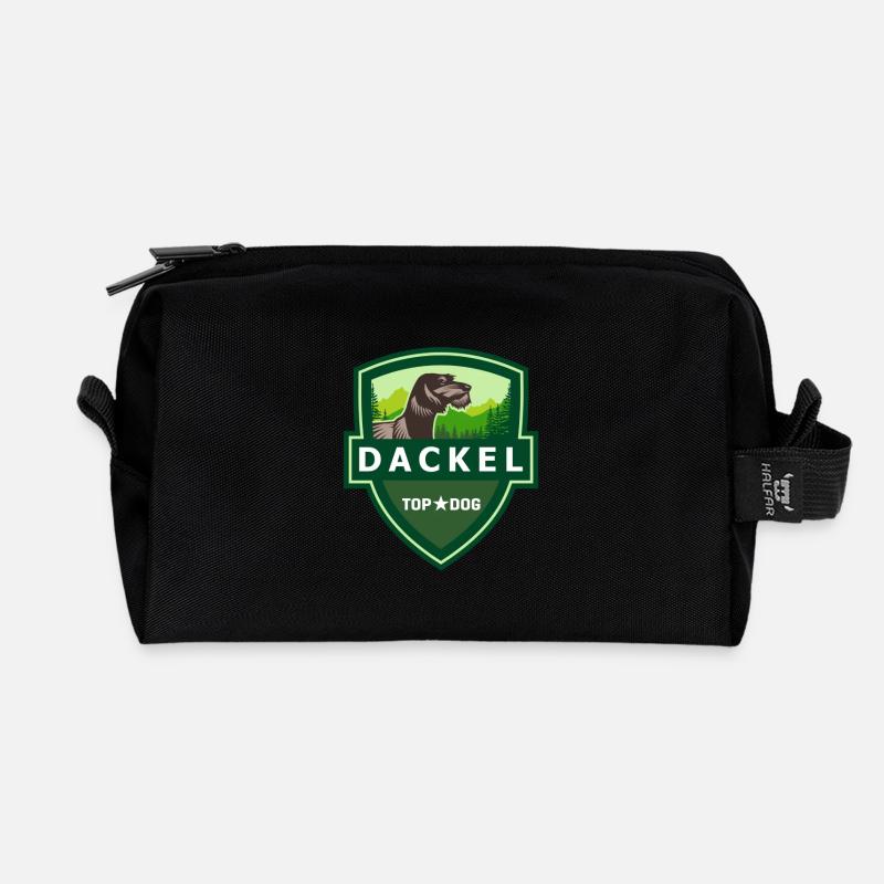 DACKEL Rauhaardackel ILOVETECKEL - Recycelte Kulturtasche - Schwarz