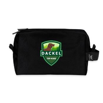 DACKEL Langhaardackel ILOVETECKEL - Recycelte Kulturtasche - Schwarz - Vorne