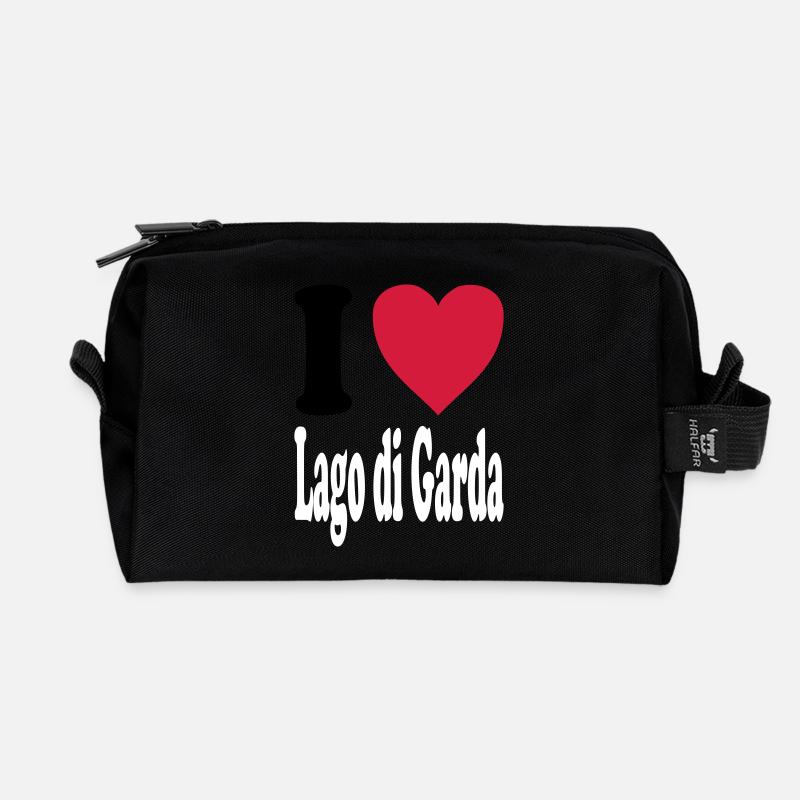 I love Lago di Garda (Alle Farben!) - Recycelte Kulturtasche - Schwarz