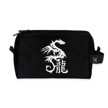 Dragon with Chinese characters - Recycled Toiletry Zip Bag - black - Front