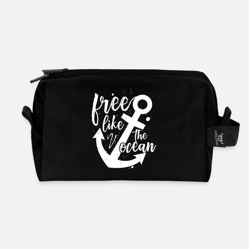 Free like the ocean - Recycled Toiletry Zip Bag - black