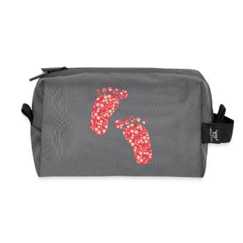 Liberty Fußabdrücke rot - Recycelte Kulturtasche - Anthrazit - Vorne