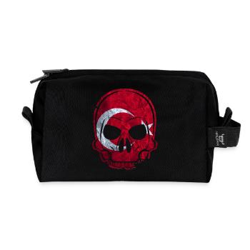 MMJ Türkei Flagge Skull / Totenkopf - Recycelte Kulturtasche - Schwarz - Vorne