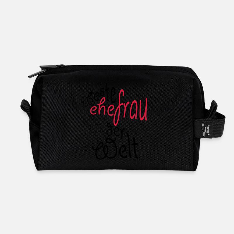 Geschenk für die beste Ehefrau der Welt - Recycelte Kulturtasche - Schwarz