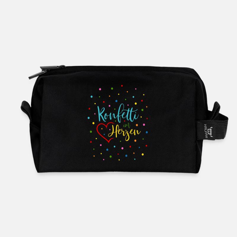 Konfetti im Herzen - Recycelte Kulturtasche - Schwarz