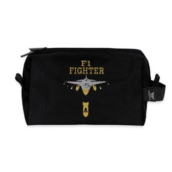Fighter plane - Recycled Toiletry Zip Bag - black - Front