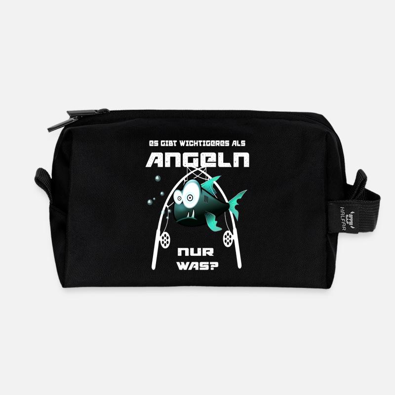 Lustiger Angler Spruch - Recycelte Kulturtasche - Schwarz