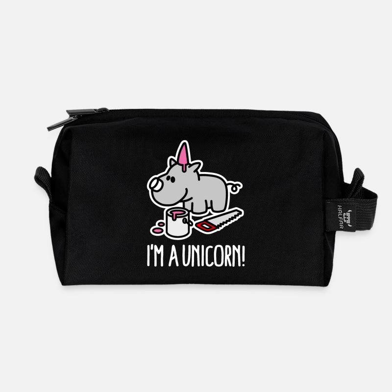 Ich bin ein Einhorn Nashorn lustige mollig BBW Plus Größe - Recycelte Kulturtasche - Schwarz