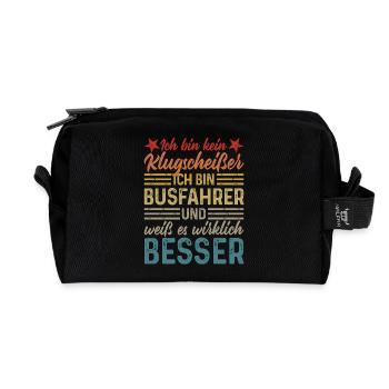 kein Klugscheißer lustige Sprüche Busfahrer - Recycelte Kulturtasche - Schwarz - Vorne