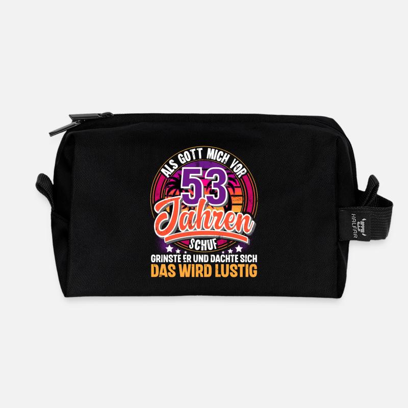 53. Geburtstag Als Gott Mich Schuf Vor - Recycelte Kulturtasche - Schwarz