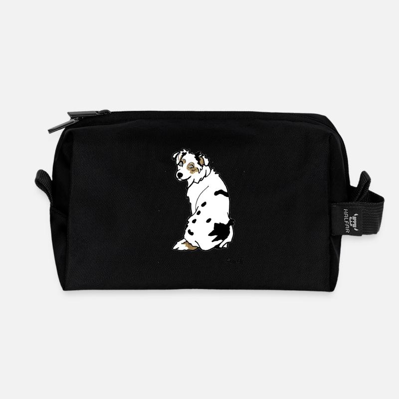 A Beautiful Australian Shepherd Dog. - Recycled Toiletry Zip Bag - black