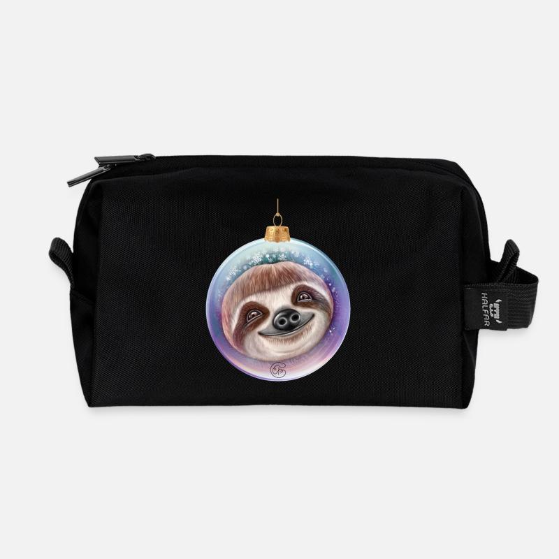 Weihnachten Faultier Weihnachtskugel Santa - Recycelte Kulturtasche - Schwarz