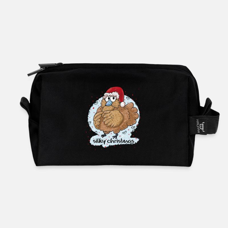 Silky Christmas - Recycled Toiletry Zip Bag - black