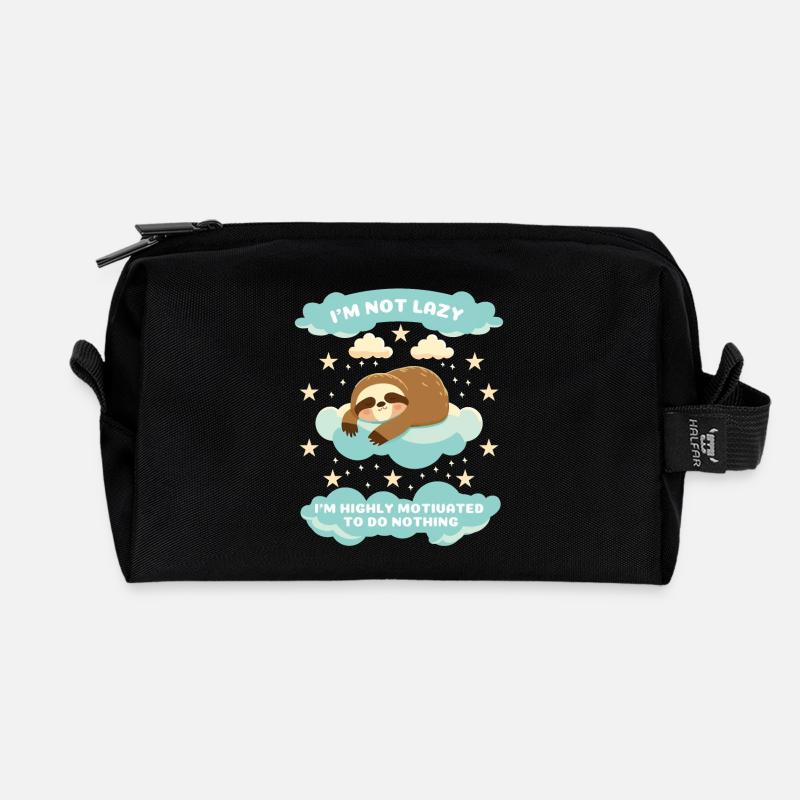 Schlafender Faultsloth Motivation - Recycelte Kulturtasche - Schwarz